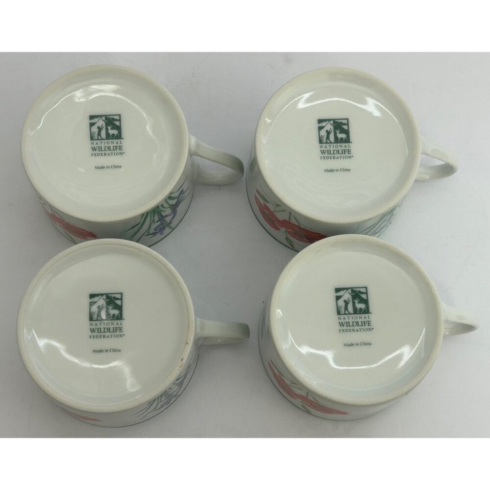 4 National Wildlife Federation Floral Coffee Tea Mugs Orchid Violets Poppy Iris - Picture 5 of 12